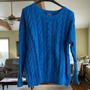 Blue cable knit sweater